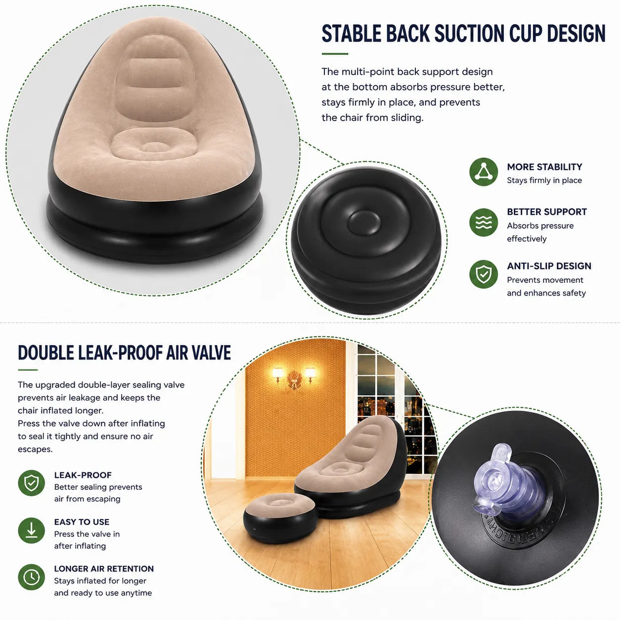 Premium Inflatable Lounge Chair with Footrest – Ultimate Comfort for Home Relaxation YT